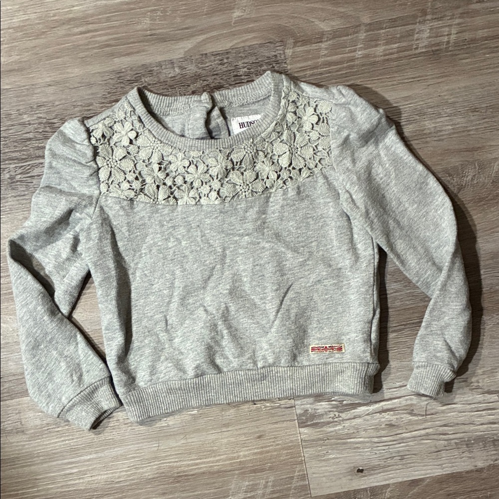 Hudson Jeans Gray Sweater with Lace Detail